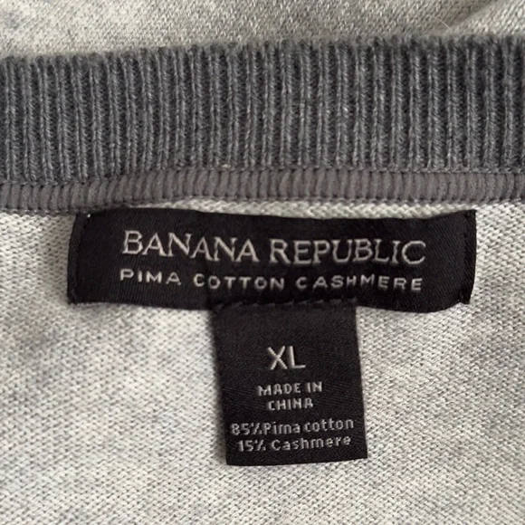 Banana Republic Men's Light‎ Gray Crewneck Pima Cotton Cashmere Layering Sz Xl - Picture 8 of 8